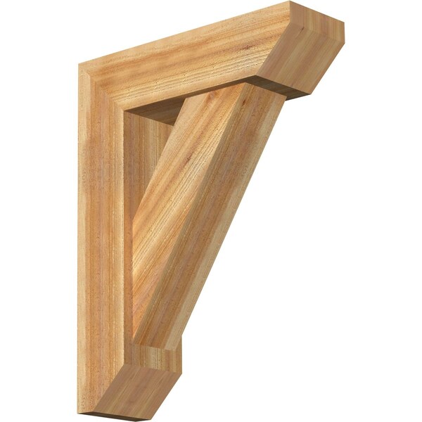 Ekena Millwork Traditional Slat Rough Sawn Bracket w/ Offset Brace, Western Red Cedar, 8"W x 26"D x 34"H BKT0806X26X34TRA06RWR - main